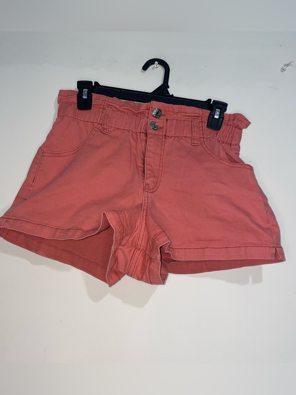Wild Fable Coral Elastic Waist Double Button S Paperbag Shorts Summer Bright